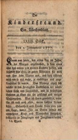 Der Kinderfreund : ein Wochenblatt, 6. 1777