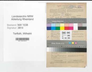 Entnazifizierung Wilhelm Terfloth , geb. 09.12.1899 (Lehrer)