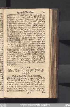 CXXXI. Von Beförderung zum Predig-Ampt. Schlaffe. So wacht Gott.