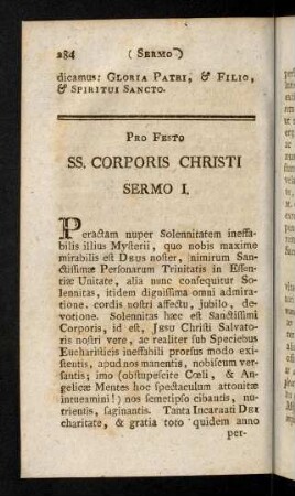 284-293, Pro Festo SS. Corporis Christi. Sermo I. (XXVII)