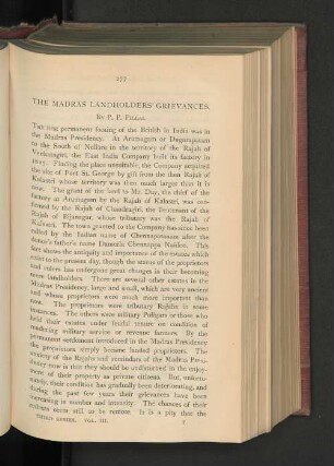 The Madras Landholders Grievances.