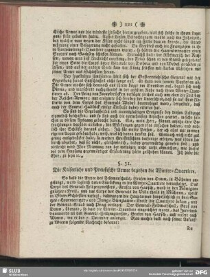 §. 31. Die Kaiserliche und Preußische Armee beziehen die Winter-Quartiere