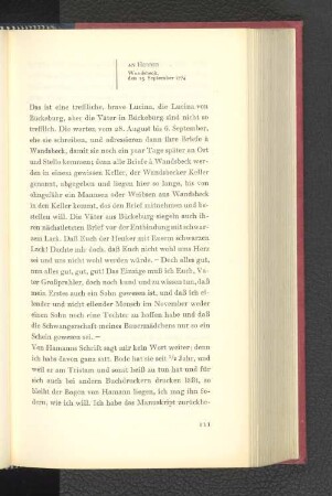 An Herder Wandsbeck, den 13. September 1774