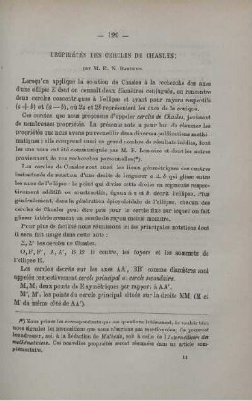 PROPRIÉÉES DES CERCLES DE CHASLES.