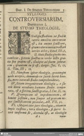 Disputatio I. De Studio Theologiae