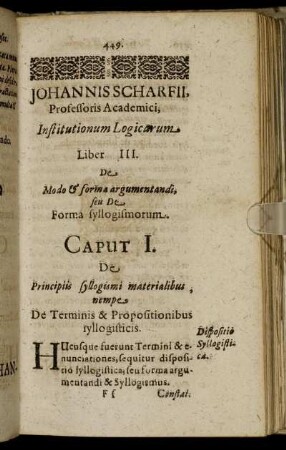 Liber III. De Modo & forma argumentandi, seu De Forma syllogismorum.