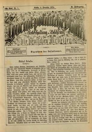 12. Lief. Nr. 1. Berlin, 5. December 1874. 2. Jahrgang.