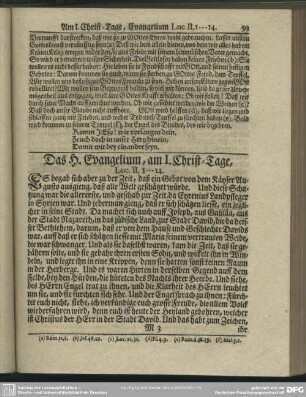 Das H. Evangelium, am 1. Christ-Tage. Luc. II, 1-14