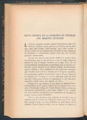 Nueva Crónica de la Conquista de Tucumán, por Roberto Levillier