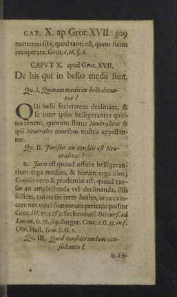 Caput X. apud Grot. XVII. - XIII. apud Grot. XX.