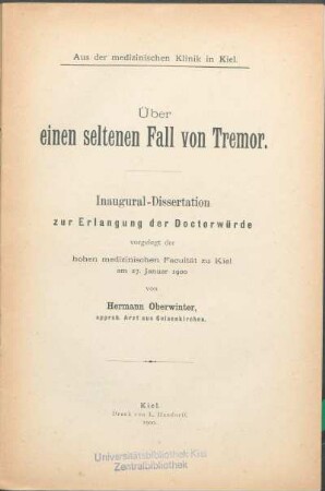 Über einen seltenen Fall von Tremor