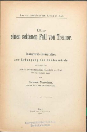 Über einen seltenen Fall von Tremor
