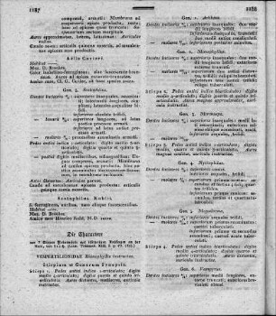 Die Charactere von 7 Sippen Fledermäusen mit blätterigen Anhängen an der Nase (Linn. Transact. XIII. I. p. 73. 1821)
