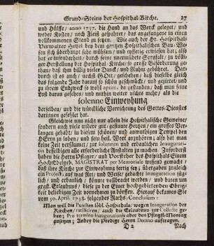 27-87, Nachricht von der Einweyhung