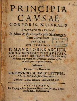 Principia et causae corporis naturalis