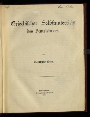 Griechischer Selbstunterricht des Hauslehrers