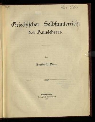 Griechischer Selbstunterricht des Hauslehrers
