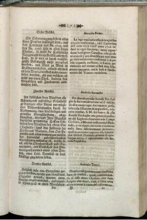 Erster Artikel. / Articolo Primo. - Fünfzigster Artikel. / Articolo Cinquantesimo.