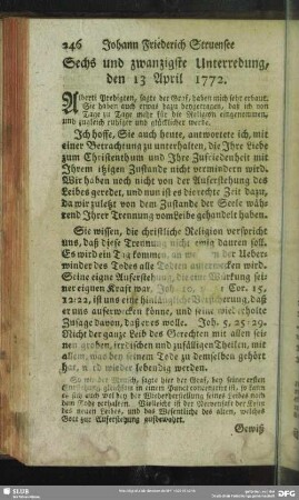 Sechs und zwanzigste Unterredung, den 13 April 1772