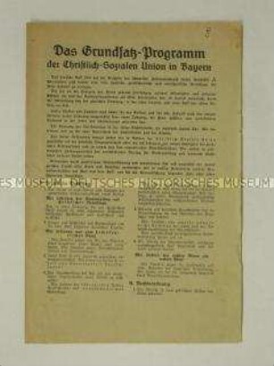 Programm der CSU aus dem Jahr 1946