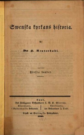 Swenska Kyrkans Historia, 1