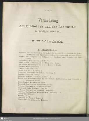 Vermehrung der Bibliothek und der Lehrmittel