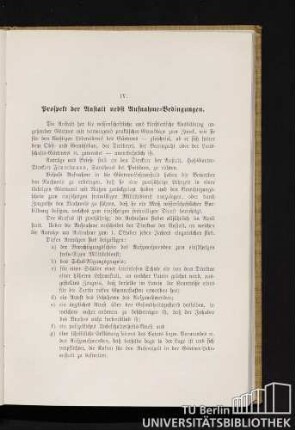 IV. Prospekt der Anstalt nebst Aufnahme-Bedingungen.