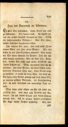 28. Frau von Pannewitz an Albertinen.