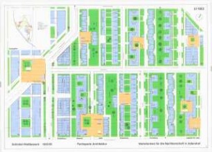 Wohnformen für die Nachbarschaft, Berlin-Adlershof Schinkelwettbewerb 1996: Konzeption, Lageplan 1:500