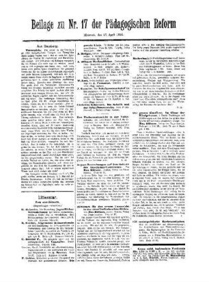 Litteratur : Beilage zu Nr. 17 der Pädagogischen Reform