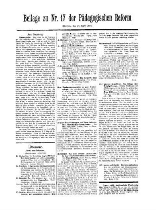 Litteratur : Beilage zu Nr. 17 der Pädagogischen Reform