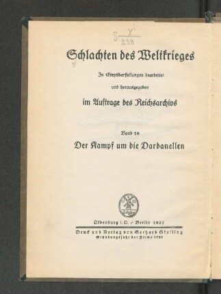 Bd. 16: Der Kampf um die Dardanellen 1915 : in Einzeldarstellungen