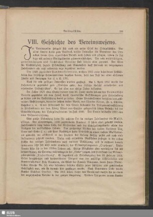 VIII. Geschichte des Vereinswesens