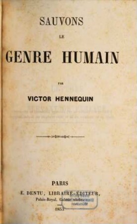 Sauvons le genre humain