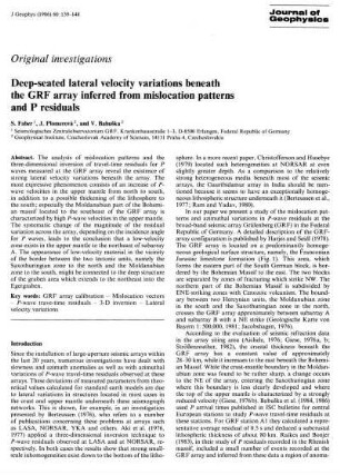 Deep-seated lateral velocity variations beneath the GRF array inferred from mislocations patterns and P residuals