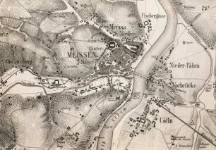 Plan von Meißen und Umgebung : Plan von Meißen und Umgebung. Verwalter, Kupferstich-Kabinett Dresden