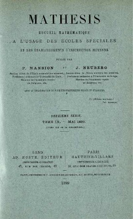 DEUXIÈME SÈRIE. TOME IX. - MAI 1899.