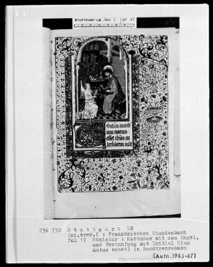 Stundenbuch — Evangelist Matthäus, Folio 17recto