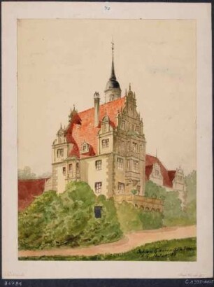Das Schloss Gauernitz (Klipphausen) westlich von Dresden an der Elbe