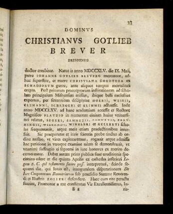 XI-XII, Dominvs Christianvs Gotlieb Brever Dresdensis