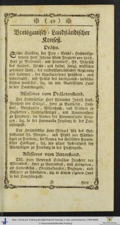 Breyßgauisch-Landständischer Konseß.