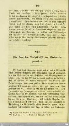 VII. Die speziellen Verhältnisse des Steinmetzgewerkes