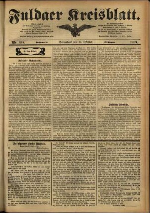 Erste Ausgabe vom Samstag, den 19. Oktober 1907.