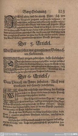 Der 5. Artickel. Die Parten sollen mit genugsamen Volmachten/ fürkommen.