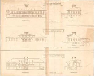 Fischer, Theodor; Stuttgart - Bad Cannstatt; Kursaal - Restaurant - Ansichten, Querschnitt, Längsschnitt