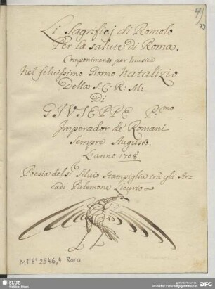I sacrifici di Romolo per la salute di Roma - MT.2546,misc.4 : [Libretto]