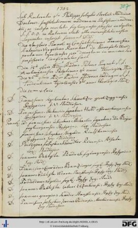 [fol. 307] Rektorat Philipp Josef Strobel 1743/44