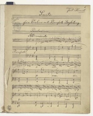 Suite für Violine mit Pianoforte Begleitung
