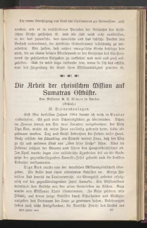 Die Arbeit der rheinischen Mission auf Sumatras Ostküste