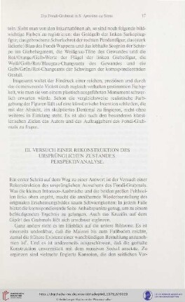 III. Versuch einer Rekonstruktion des ursprünglichen Zustandes. Perspektivanalyse